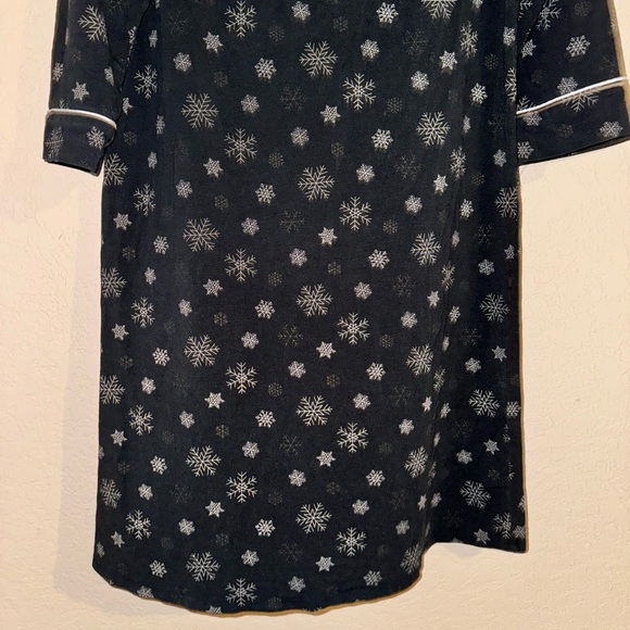 Soma Black Embraceable Snowflake Nightgown Sleep Dress Cotton Modal - Picture 3 of 8